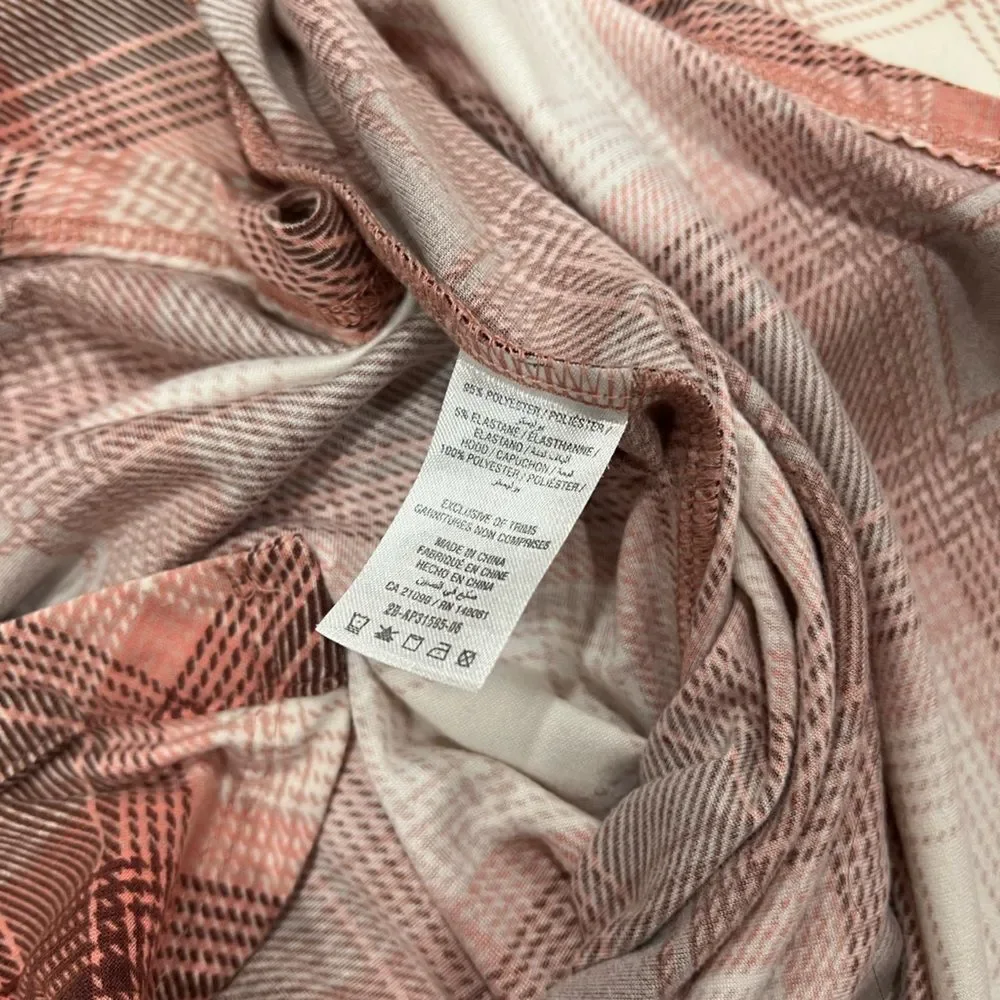 Ardene Plaid Hooded Button down Shirt Long Sleeves Womens Size Small SUPER SOFT!
